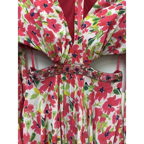 Mac Duggal Size 0 Pink Floral 9158 Bell Sleeve Mini Cocktail Party Dress New - Picture 8 of 14